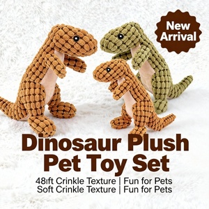 Durable Eco-Friendly Plush <strong>Dog</strong> Chew <strong>Toy</strong>-Sturdy Dinosaur Shape Long-Lasting Squeaky Interactive <strong>Tough</strong> Design Teeth Cleaning for - Product Image 1