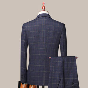 طقم بدلة رجالي من ثلاث قطع فستان العريس البريطاني خمر منقوشة - Product Image 5