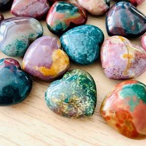 Cristal de Jaspe Oceánico Natural de Alta Calidad, Colorido, Tallado en Forma de Corazón, Pulido, para Sanación con Feng Shui, Venta al Por Mayor - Product Image 2