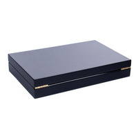 Boîte de présentation de pièces de monnaie rectangulaire en bois/MDF noir brillant à 5 emplacements, avec charnières en L, personnalisable, emballage artisanal de luxe, cadre photo