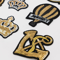 Écusson thermocollant en sequins, broderie, vêtements, couronne et bouclier, écusson personnalisé en sequins brodés
