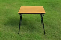 Table à hauteur réglable Tables pliables en aluminium à grain de bois Table de camp pliante légère