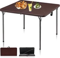 Table à cartes pliante Kasunpul de 34 pouces, table pliante carrée portable avec pieds pliables et poignée de transport, tables en plastique pour
