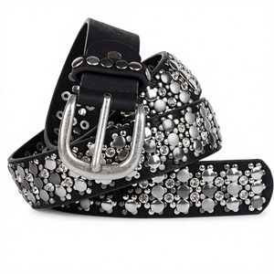Hebilla de aleación para mujer Honglai, estilo hip-hop industrial, con remaches y diamantes, de piel de vaca, tendencia de moda europea y americana, estilo Joker - Product Image 2