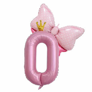 Globos de Número con Lazo y Corona, Decoración de Cumpleaños para Niña Princesa, Accesorios para Fotos de Primer Cumpleaños de Bebé - Product Image 2