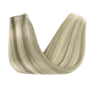 Extensions de cheveux Balayage mèches marron foncé effet halo, avec fil invisible et clips sécurisés, trame de cheveux à construction sans couture