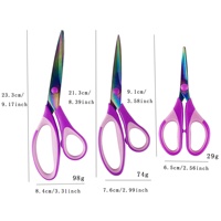 3Pcs Ciseaux de Bureau en Acier Inoxydable Couleur Titane Ciseaux de Tailleur à la Maison Ciseaux Faits à la Main Outils de Coupe Multifonctionnels