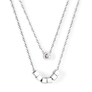 Collier pendentif double couche en acier inoxydable plaqué or 18 carats avec cristaux, nouvelle collection Ason Jewelry - Product Image 3