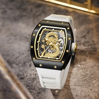 Montre automatique mécanique pour homme en acier inoxydable, forme tonneau, avec cadran à aiguilles et bracelet en silicone lumineux, style chinois Loong Guofeng