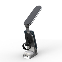 Multifunctionele 7-in-1 opvouwbare draadloze oplader met oogbeschermende bureaulamp, digitale wekker en draadloos oplaadstation