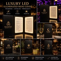 Panneau de menu de table LED rechargeable en acrylique double/triple face pour mariages, anniversaires, fêtes de Noël - Design moderne