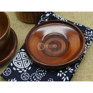 Platos redondos de madera maciza hechos a mano estilo japonés, plato pequeño para café, té, fiestas. - Product Image 4