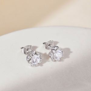 Dylam Trendy <b>Fine</b> Jewelry Designer Rhodium Plated S925 Silver Hypoallergenic Flower 5A Zirconia Diamond Sakura <b>Stud</b> <b>Earrings</b> - Product Image 6