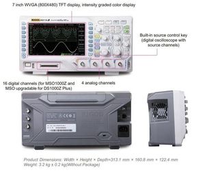 Oscilloscope numérique RIGOL DS1054Z 50 MHz, fréquence d'échantillonnage 1 GSa/s, profondeur de mémoire 24 Mpts, 4 canaux avec prise en charge UART, I2C, SPI - Product Image 5