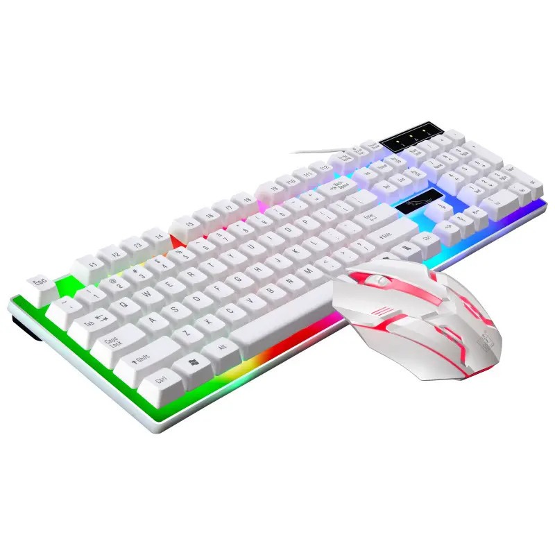 G21B profissionais LED backlit teclado para jogos com fio e mouse combinação de tamanho completo para gamer desktop rato conjunto de teclado