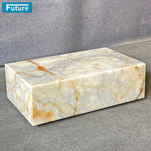 Future Stone Natural Stone Low Plinth Luxury Customized Blue White Onyx <b>Marble</b> for Coffee Side Tea Table Living Room Furniture - Product Image 1