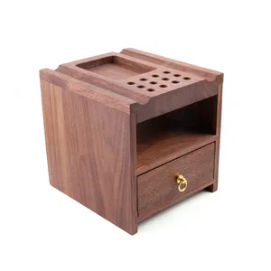 DIY Black Walnut Storage Drawer Tool Holder Soldering Iron Ironing Tool Table Leather Carving Storage Box