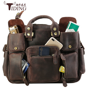 Bolso de viaje de cuero Crazy Horse para hombre Tiding, bolso de negocios de gran capacidad, color marrón oscuro 3062 - Product Image 3