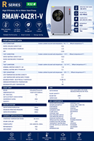 Bomba de Calor Aire-Agua Inverter R32/04ZR/10.8kW para Calefacción y Refrigeración de Espacios, A+++ Bajo Nivel de Ruido EVI -35 ° C 220V con Certificación CE y WiFi