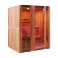 Sala de sauna de vapor para el hogar de madera de cedro rojo de gran oferta con luces de siete colores, compatible con personalización