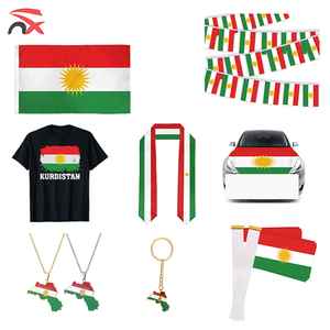 Conjunto de Artículos para Fanáticos del Fútbol de Kurdistán al por Mayor: Camiseta Nacional, Bandera de Mano, <span class=keywords><strong>Collar</strong></span> con Mapa, Llavero, Pin, Camiseta para Campaña Electoral - Product Image 1