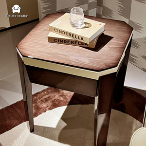 Mesa Auxiliar Cuadrada <span class=keywords><strong>de</strong></span> Madera Maciza con Chapa <span class=keywords><strong>de</strong></span> Madera, Estilo Italiano Moderno, Mesa <span class=keywords><strong>de</strong></span> Centro <span class=keywords><strong>de</strong></span> Lujo para Sala <span class=keywords><strong>de</strong></span> Estar - Product Image 1