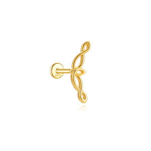 Pendiente Minimalista de Plata de Ley S925 con Zirconia en Forma de Marquesa Espaciada, Piercing Delicado con Fila de Zirconia, Parte Trasera Plana, Labret, Hélix, Tragus para Mujer - Product Image 6