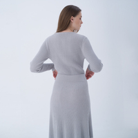 Robe à volants pour femmes, pull à manches longues, tricoté, couleur unie, vêtement grande taille, vente en gros,