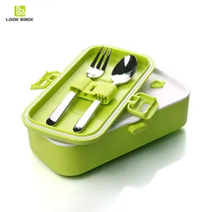 Nieuwe Producten 2021 Unieke Bestek Compartiment Kinderen Speciale Plastic Bento Lunchbox Voor Voedsel