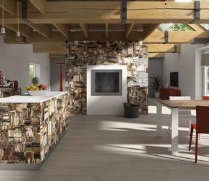 แผ่นไม้กึ่งมีค่าสำหรับตกแต่งแผงผนังวิลล่าหินฟอสซิลปะการังสีน้ำตาลหรูหรา - Product Image 6