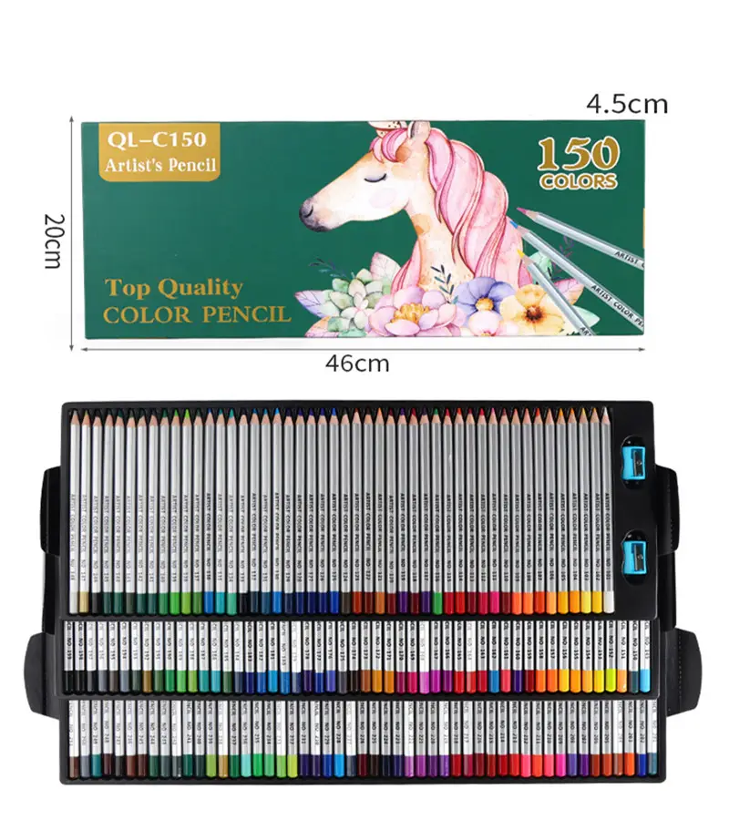 Artist Colored Pencil Set for Artist Adult Coloring Hot Selling Professional Soft Core Oil Based Lead 150 Colors 7 Inches CN;ZHE