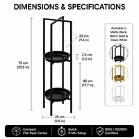 Support à fleurs moderne à 2 niveaux, porte-plantes en métal, revêtement poudré, présentoir de jardin pour intérieur, extérieur, balcon, véranda