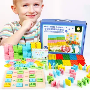 Baby Math Toys Wooden Multicolour Mathematics Math Domino Blocks Early Learning Toy Sets For Children Educational Toys
