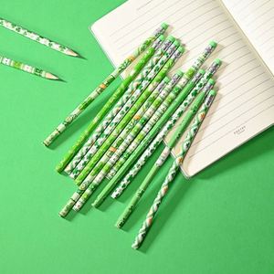 Juego de Papelería de Oficina con Temática Irlandesa Personalizada, Lápices de Madera Hb con Estampados de Trébol Verde y Borradores, Lápices Estándar - Product Image 4
