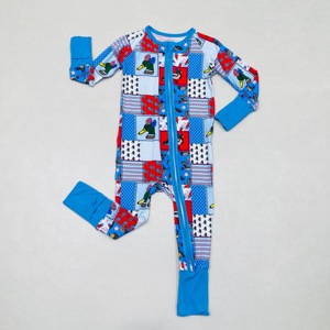 Nuevo Diseño, Pijama <span class=keywords><strong>de</strong></span> Bambú Viscosa para Bebé con Estampado Personalizado al por Mayor, Mameluco <span class=keywords><strong>de</strong></span> Bambú Orgánico con Doble Cremallera, Unisex, para Todas las Temporadas - Product Image 5