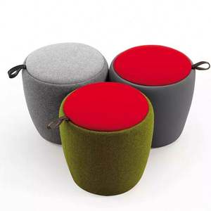 Taburete de Almacenamiento Redondo de Algodón y Lino para Dormitorio u Oficina en Casa con Tapa Móvil - Product Image 4