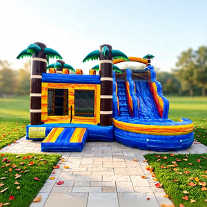 Château gonflable commercial à thème de dessin animé, château bleu en PVC, maison de rebond avec souffleur, parc pour enfants, chiens et famille, vente chaude - Product Image 1