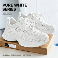Zapatillas Deportivas para Hombre, Estilo Chunky, con Malla Transpirable, Suela Gruesa con Amortiguación, Cierre de Cordones, Ligeras e Informales