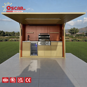Modern Dayanıklı Paslanmaz Çelik ve Akrilik Kaplamalı Dış Mekan Mutfağı, Çekmeceli Lavabo, Sürgülü Musluk, Apartman Verandası, Bahçe, Piknik İçin - Product Image 1