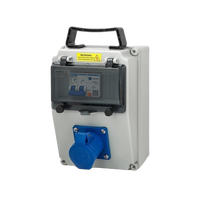 Boîte de distribution industrielle 1x20A, 2P RCD, IP67, étanche, utilisation extérieure/industrielle, personnalisable. Contacter le service client