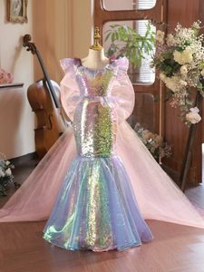 Vestido de Princesa Sirena de Ganchillo Exquisito para Niñas, Sin Mangas, de Malla, Elegante y de Ensueño, para Fotografía, Ropa Infantil - Product Image 1