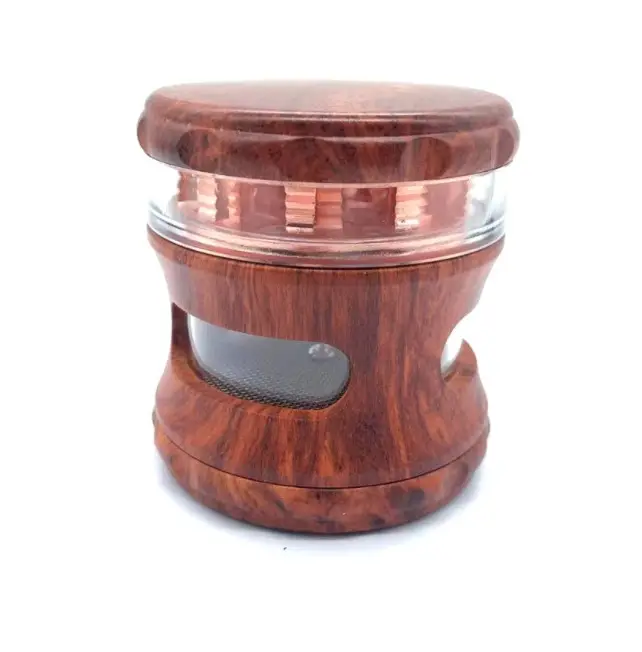 New Arrival Spice Smoking Zubehör Harz Holz farbe Kräuter mühle mit Glasfenster siehe durch