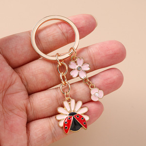 Dễ thương kim loại bảy sao bọ rùa Keychain men Kẽm hợp kim nhỏ Móc Chìa Khóa động vật quyến rũ Côn Trùng hoa Keyring Ba lô phụ kiện - Product Image 5