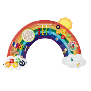 Juguetes de Actividades Sensoriales Montessori, Tablero de Actividades de Madera con Arcoíris para Niños Pequeños, Habilidades Motoras Finas - Product Image 3