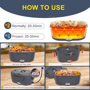110V/12V 60W-80W Portable Electric <b>Lunch</b> <b>Box</b> Removable Stainless Steel Container BPA-Free Leakproof 2 <b>Compartments</b> High Capacity - Product Image 3