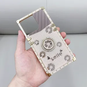diamond square holder ring tough tpu pc metal acrylic mirror glitter unique for girls bulk mobile phone cases