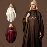 Cape de coiffure personnalisée marron foncé clair, en promotion, avec logo, pour salon de beauté, femmes, coupe de cheveux, manucure, beige, châle de barbier et de coiffure