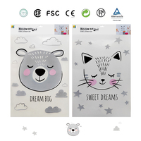 Vente en gros OEM conception personnalisée dessin animé chat ourson autocollant mural en PVC autocollants mignons en vinyle