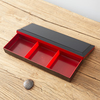 Boîte à bento japonaise à 3 compartiments, plateau de préparation de repas en plastique pour sushi, réutilisable, plat de service polyvalent avec couvercle, pour la maison et les restaurants
