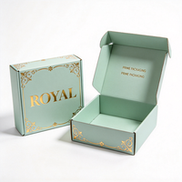 Boîte cadeau royale haut de gamme avec estampage à chaud, boîte en carton ondulé vert menthe anti-écrasement avec livraison en 72h